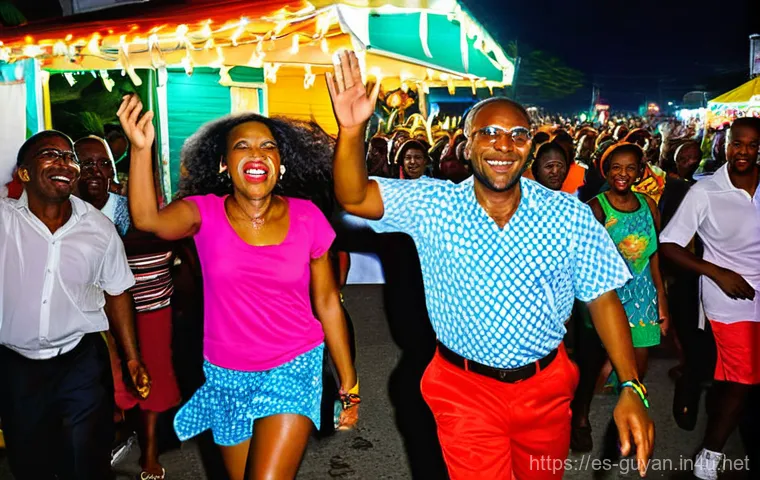 가이아나 카니발 - **Prompt 1: Grand Mashramani Parade - A Burst of Color and Energy**
    "A wide-shot, vibrant image ...